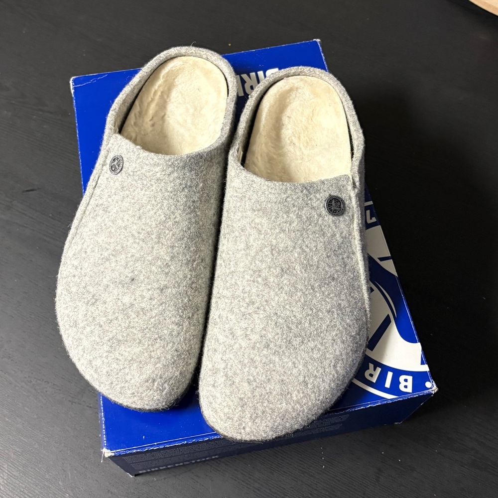 Birkenstock Light Gray Zermatt Rivet Slippers